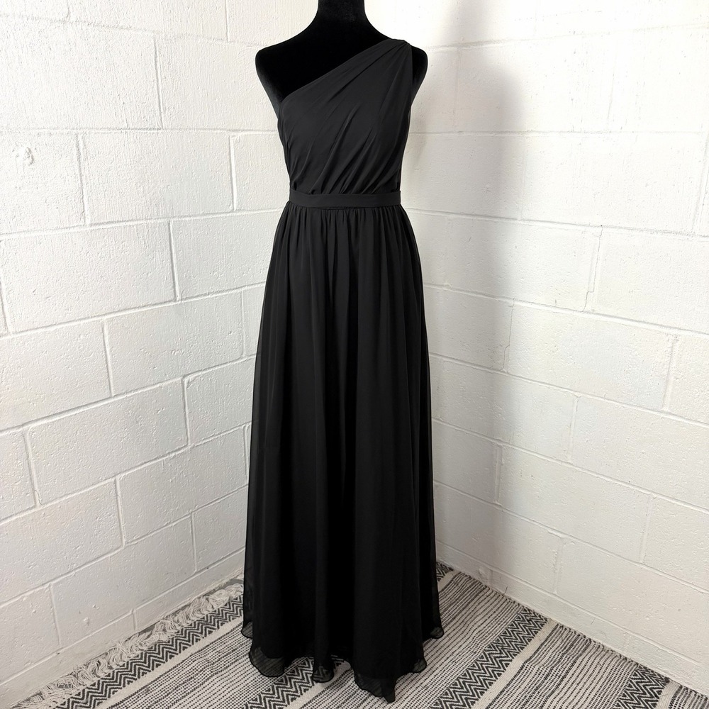 Alfred Angelo Womens One Shoulder Maxi Dress Evening Gown SZ 2 Gala Glam Event